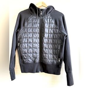 Old Navy Active Dynamic Fleece Quilted Hybrid Hoodie Jacket - Black - Medium